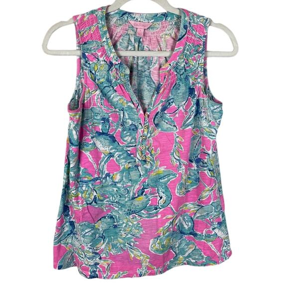 Lilly Pulitzer Essie Lobsters Top in High Tide Navy Drop Size Small - Picture 5 of 11